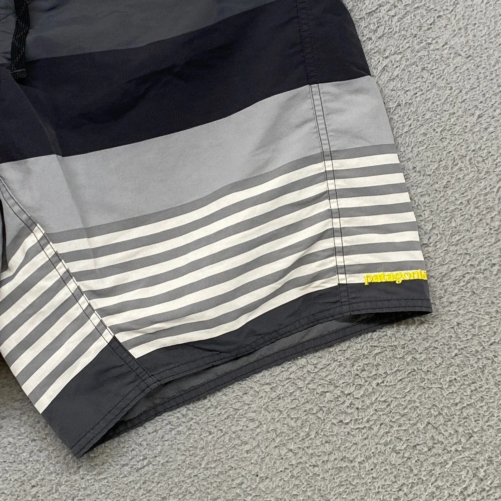 Patagonia Board Shorts Mens 36‎ Wavefarer Outdoor Striped Beach Surf Pocket Gray